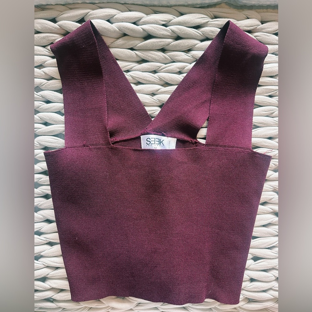 SEEK THE LABEL Purple Bandage Crop Top Tank, Size Small